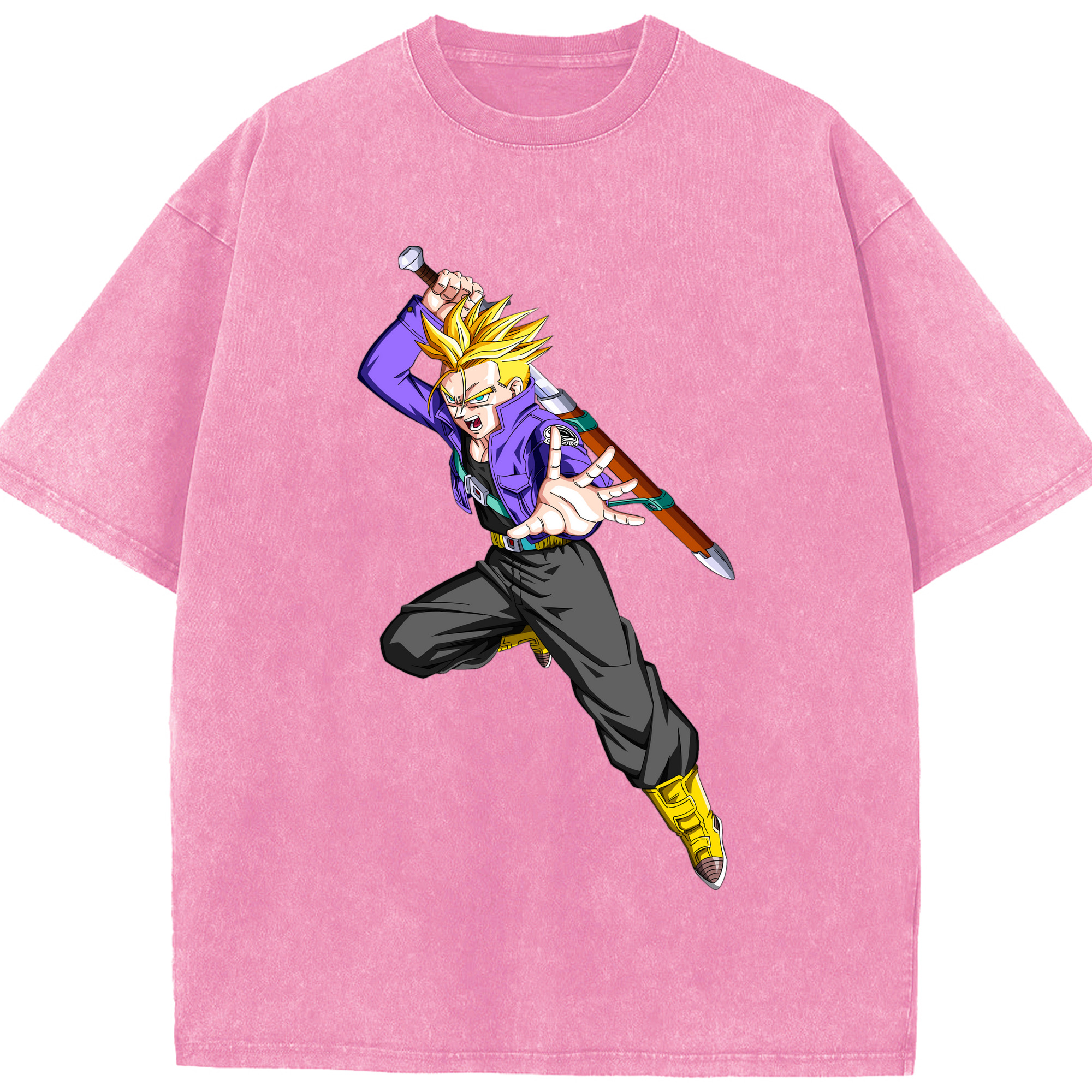 （画像用） ドラゴンボール トランクス（Torankusu）DRAGON BALL Trunks 綿100% ヴィンテージ風 半袖Tシャツ（フロントプリント）